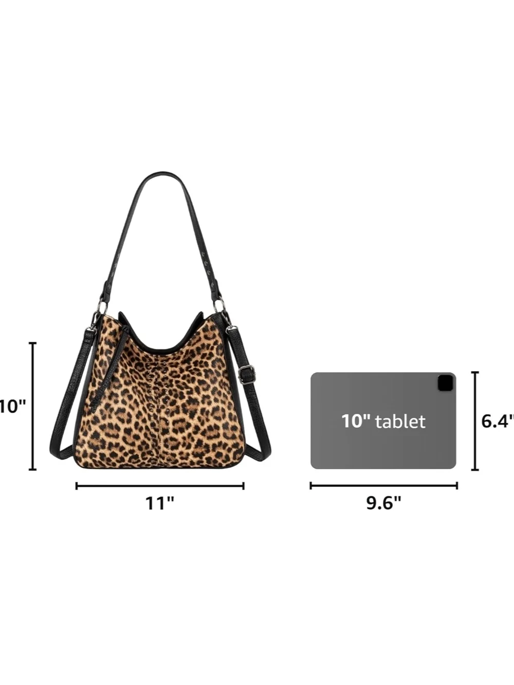 Leopard Print Women’s Shoulder Bag with Black Trim